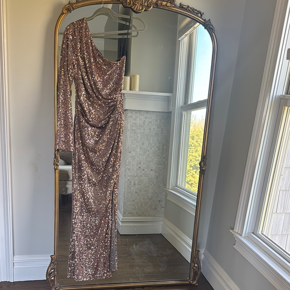 Gold One Shoulder Dress with Shimmering Elegance